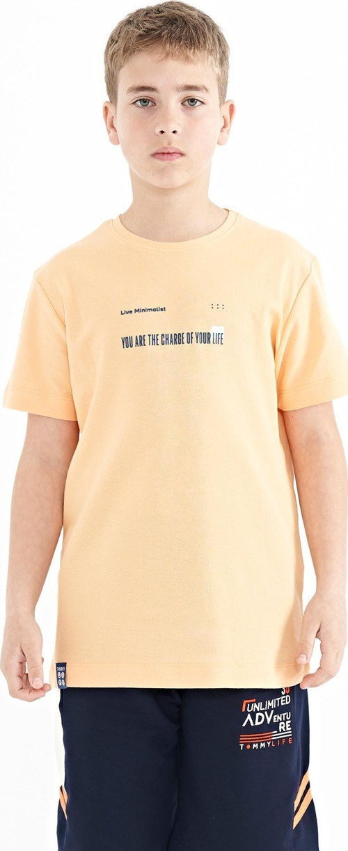 Kavun Içi Baskı Detaylı O Yaka Standart Kalıp Erkek Çocuk T-Shirt - 11117
