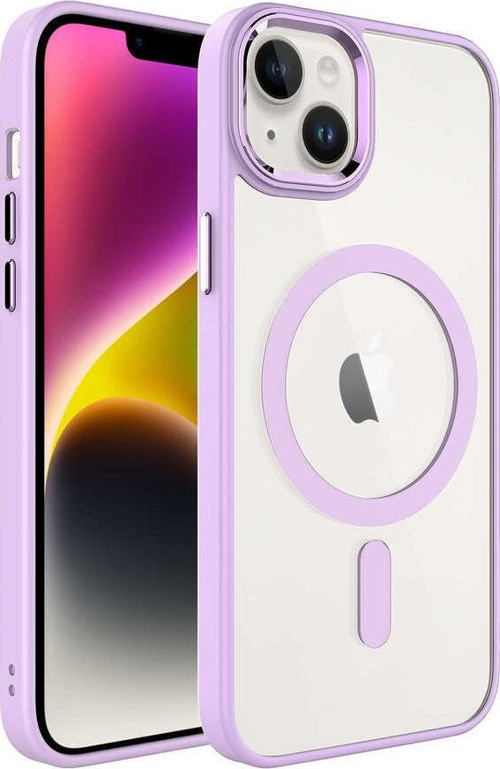 Apple iPhone 14 Plus Kılıf Wireless Şarj Özellikli Krom Magsafe Silikon Kapak