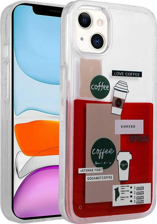 Apple iPhone 14 Kılıf Desenli Sıvılı Drink Silikon Kapak