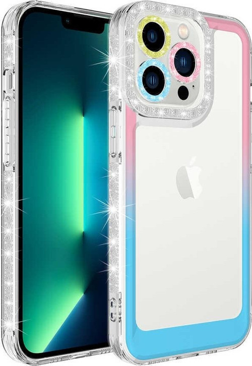 Apple iPhone 14 Pro Kılıf Simli ve Renk Geçiş Tasarımlı Lens Korumalı Park Kapak