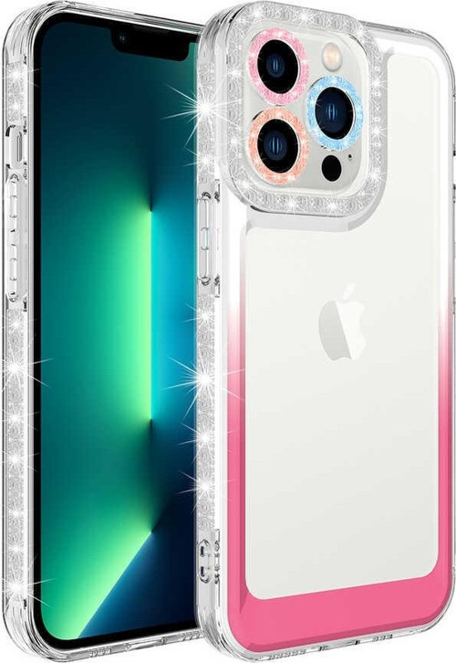 Apple iPhone 14 Pro Kılıf Simli ve Renk Geçiş Tasarımlı Lens Korumalı Park Kapak