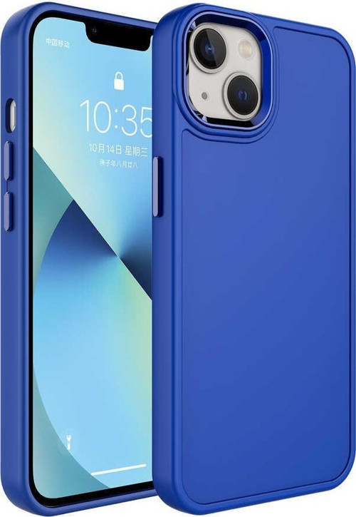 Apple iPhone 14 Kılıf Metal Çerçeve ve Buton Tasarımlı Sert Botox Kapak