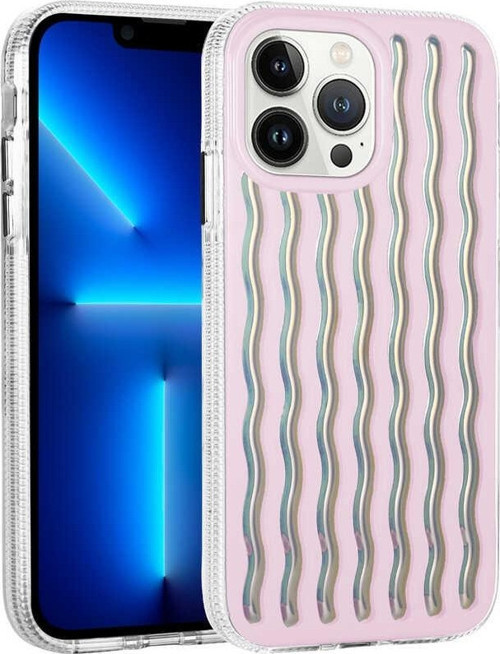 Apple iPhone 14 Pro Max Kılıf Kabartmalı Dalga Tasarımlı Silikon İsmira Kapak