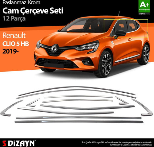 Renault Clio 5 Krom Cam Çerçevesi 12 Parça 2019 2020 2021 2022 2023 2024