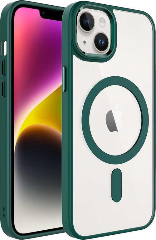 Apple iPhone 14 Kılıf Wireless Şarj Özellikli Krom Magsafe Silikon Kapak