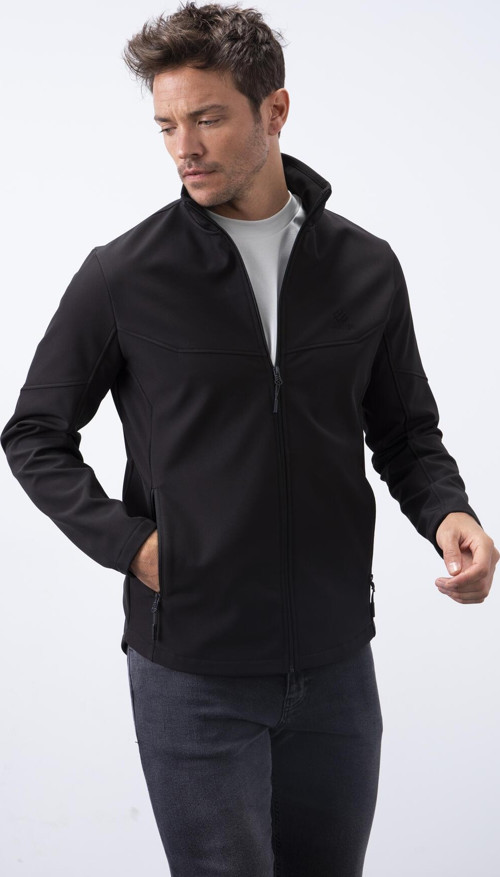 Siyah Fermuarlı Dik Yaka Su ve Rüzgar Geçirmez Softshell Erkek Mont - 88050