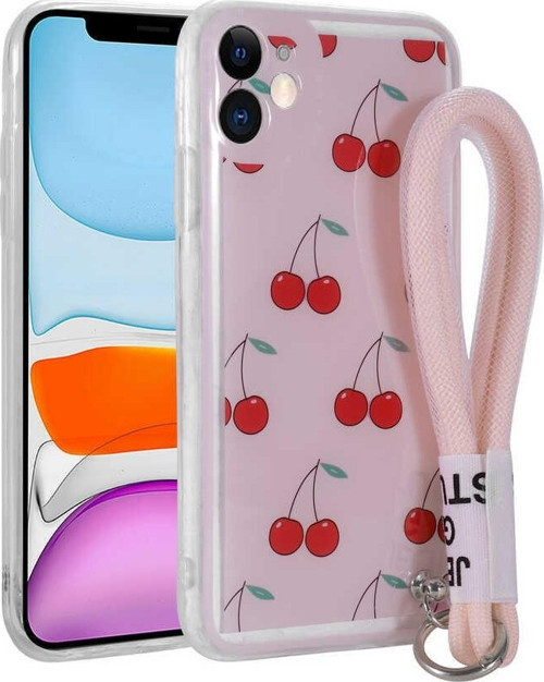 Apple iPhone 11 Kılıf Desenli El Askılı İpli Astana Silikon Kapak