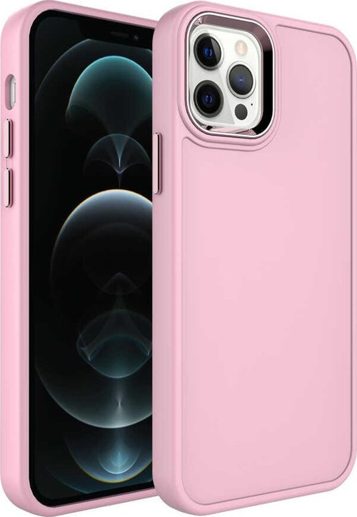 Apple iPhone 12 Pro Kılıf Metal Çerçeve ve Buton Tasarımlı Sert Botox Kapak