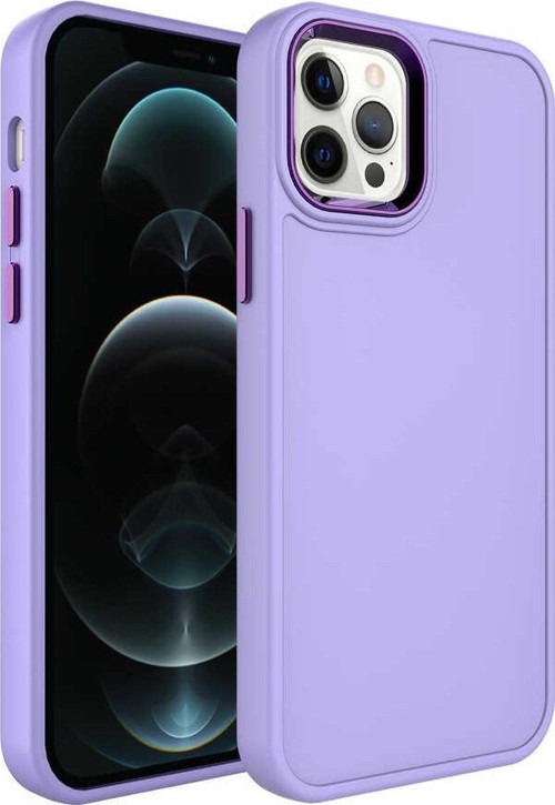 Apple iPhone 12 Pro Kılıf Metal Çerçeve ve Buton Tasarımlı Sert Botox Kapak