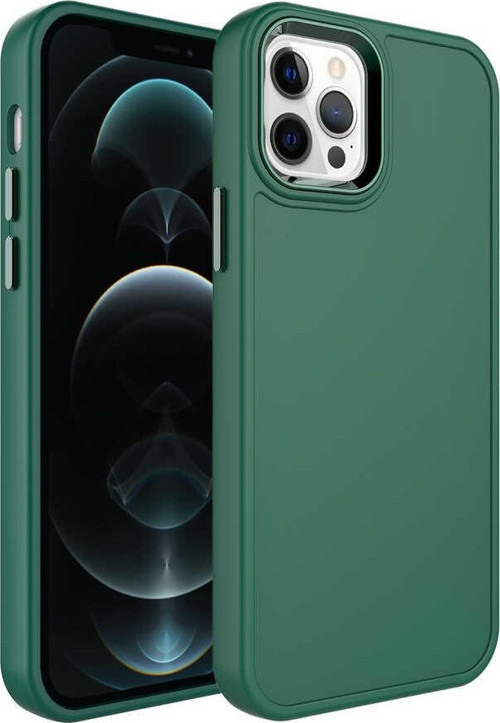 Apple iPhone 12 Pro Kılıf Metal Çerçeve ve Buton Tasarımlı Sert Botox Kapak
