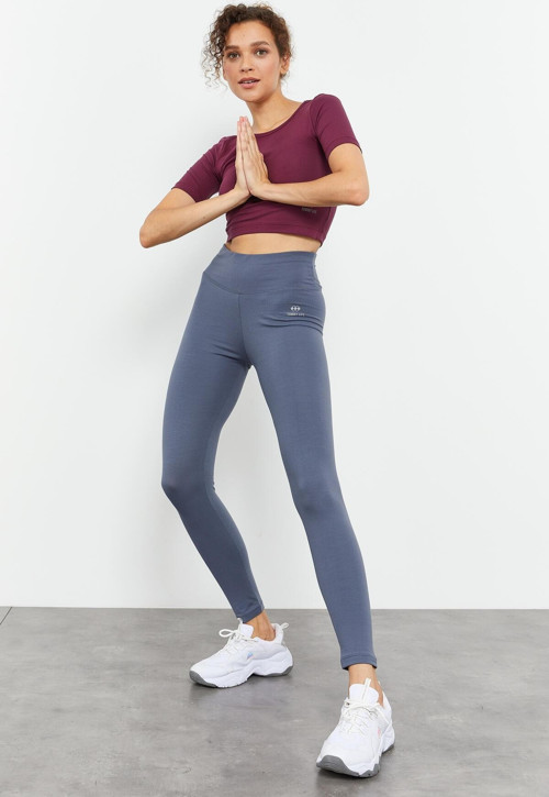 Petrol Yüksek Bel Toparlayıcı Slim Fit Dar Paça Kadın Tayt - 94011