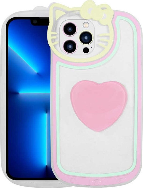 Apple iPhone 13 Pro Kılıf Kedi Figürlü Transparan Pop Soketli Ritmik Kapak