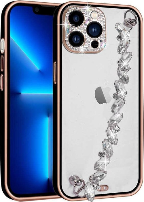 Apple iPhone 13 Pro Max Kılıf Taş Süslemeli Kamera Korumalı El Tutamaçlı Blazer Kapak