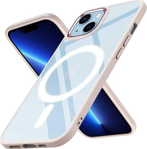 Apple iPhone 13 Kılıf Wireless Şarj Özellikli Krom Magsafe Silikon Kapak