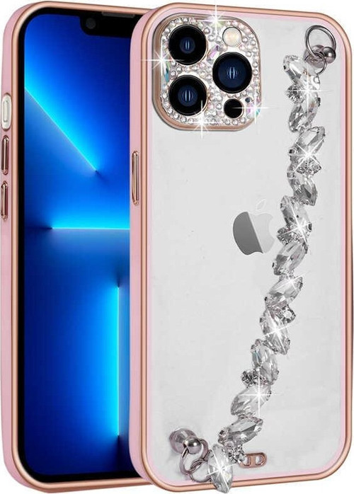 Apple iPhone 13 Pro Kılıf Taş Süslemeli Kamera Korumalı El Tutamaçlı Blazer Kapak