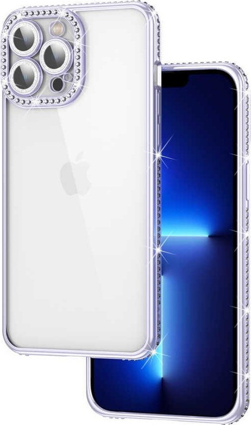 Apple iPhone 12 Pro Max Kılıf Kamera Korumalı Taşlı Mina Kapak