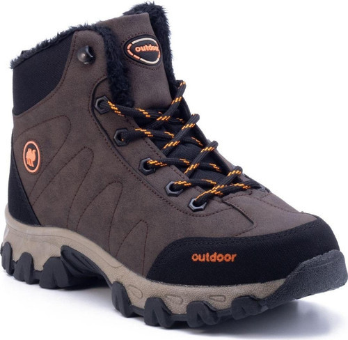 Kahverengi Unisex Outdoor Bot Ayakkabı Kışlık Dayanıklı Kaymaz Taban Bağcıklı 4054U 37