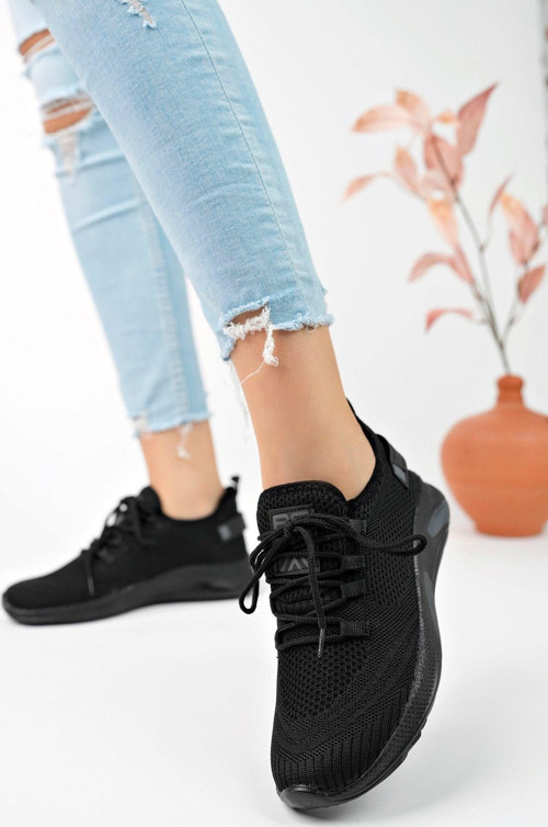 Siyah Unisex Triko Sneaker Rahat Hava Alabilen Kokusuz Spor Ayakkabı 4555 37
