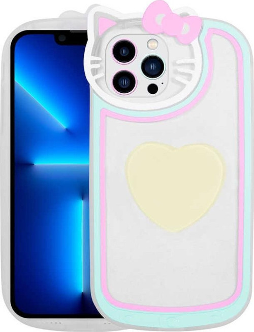 Apple iPhone 12 Pro Max Kılıf Kedi Figürlü Transparan Pop Soketli Ritmik Kapak