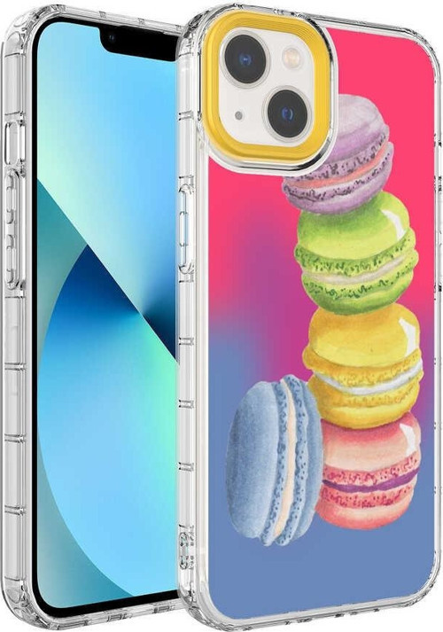 Apple iPhone 14 Plus Kılıf Kamera Korumalı Renkli Desenli Sert Silikon Korn Kapak