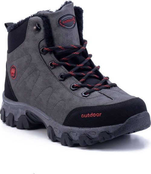 Füme Siyah Unisex Outdoor Bot Ayakkabı Kışlık Dayanıklı Kaymaz Taban Bağcıklı 4054U 45