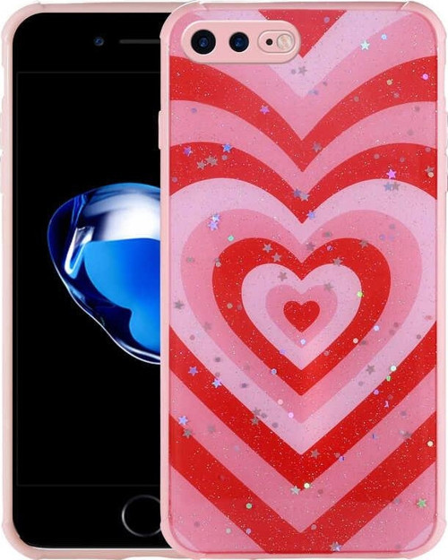 Apple iPhone 7 Plus Kılıf Simli Desenli Kamera Korumalı Parlak Popy Kapak