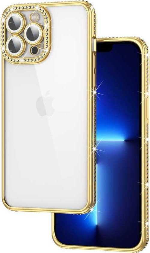 Apple iPhone 13 Pro Max Kılıf Kamera Korumalı Taşlı Mina Kapak