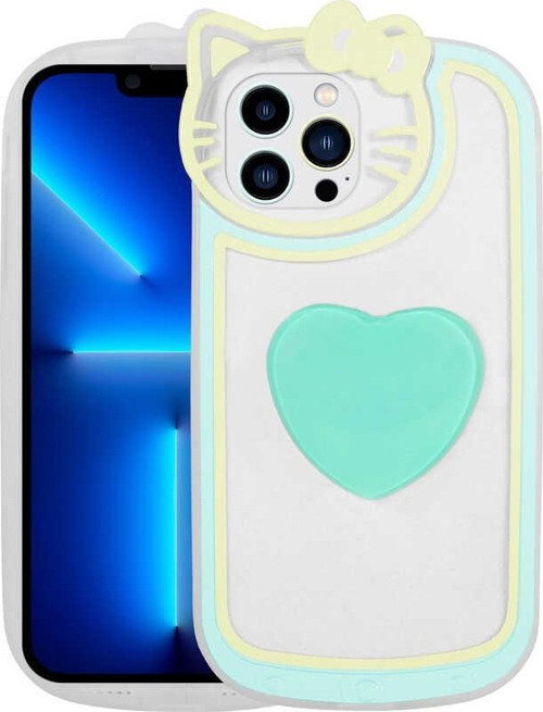 Apple iPhone 13 Pro Max Kılıf Kedi Figürlü Transparan Pop Soketli Ritmik Kapak