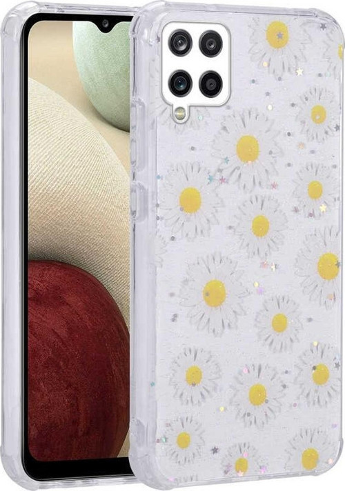 Samsung A12 Kılıf Simli Desenli Kamera Korumalı Parlak Popy Kapak