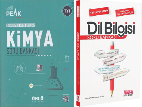 Ünlü Yayıncılık TYT Kimya Best Peak ve AKM Dil Bilgisi Soru Bankası Seti 2 Kitap
