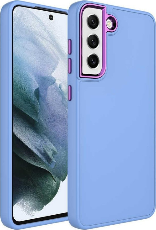 Samsung S21 FE Kılıf Metal Çerçeve ve Buton Tasarımlı Silikon Luna Kapak