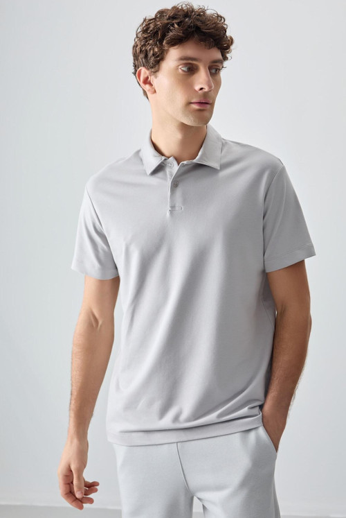 Taş Pamuklu Kalın Yumuşak Dokulu Polo Yaka Oversize Fit Basic Erkek T- Shirt - 88381