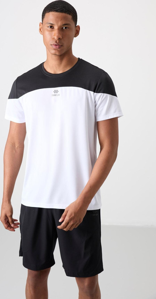 Beyaz Polyester Nefes Alan Dokulu İnce Esnek Standart Fit Erkek Performans T-Shirt - 88386