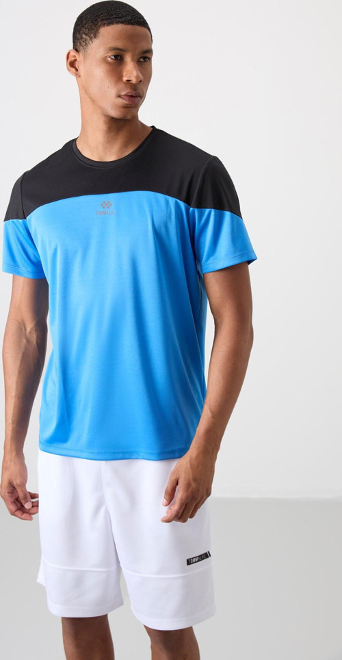 Saks Polyester Nefes Alan Dokulu İnce Esnek Standart Fit Erkek Performans T-Shirt - 88386