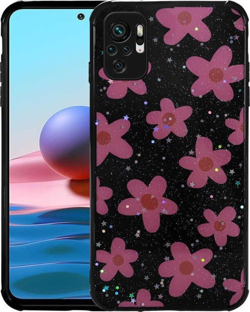 Xiaomi Redmi Note 10 Kılıf Simli Desenli Kamera Korumalı Parlak Popy Kapak
