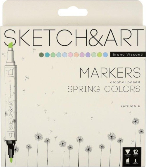 "sketch & Art" Çift Taraflı Marker Kalem 12 Renk - Bahar Peyzajı