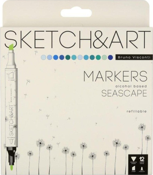 "sketch & Art" Çift Taraflı Marker Kalem 12 Renk-deniz