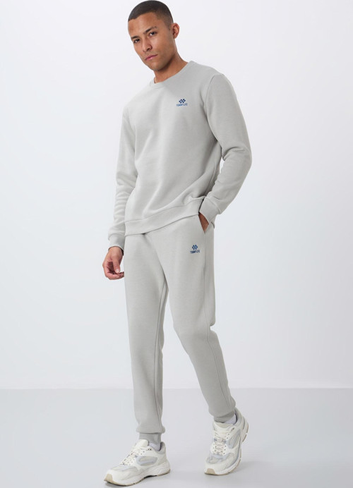 Taş Pamuklu Kalın İçi Tüylü Yumuşak Dokulu Comfort Fit Nakışlı Erkek Eşofman Takım -85265