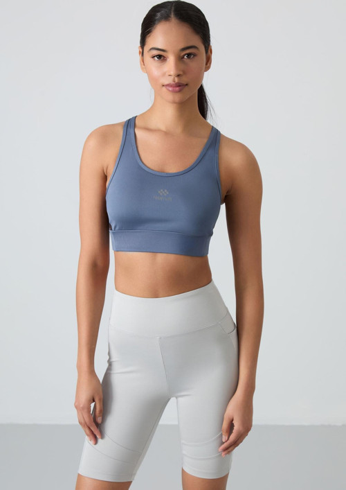 Petrol Çapraz Sırt Detaylı Slim Fit U Yaka Pedli Kadın Spor Büstiyer - 97121