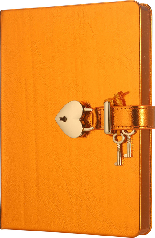 Hush Hush Metalik Kilitli Defter 13x18 Cm Turuncu