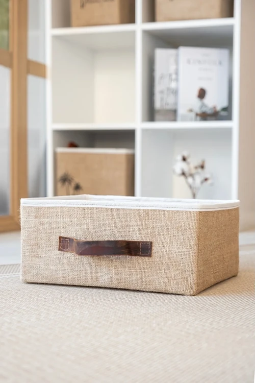 Jüt Dolap İçi Organizer Takı, Makyaj, Banyo, Ofis Düzenleyici Saklama Kutusu Organizer 26x20x10 cm