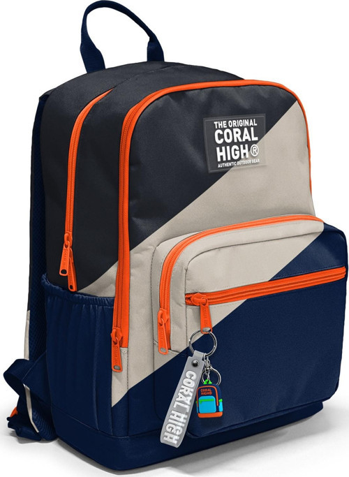 Coral High Lacivert Koyu Gri Bej Renkli Okul Sırt Çantası 23693