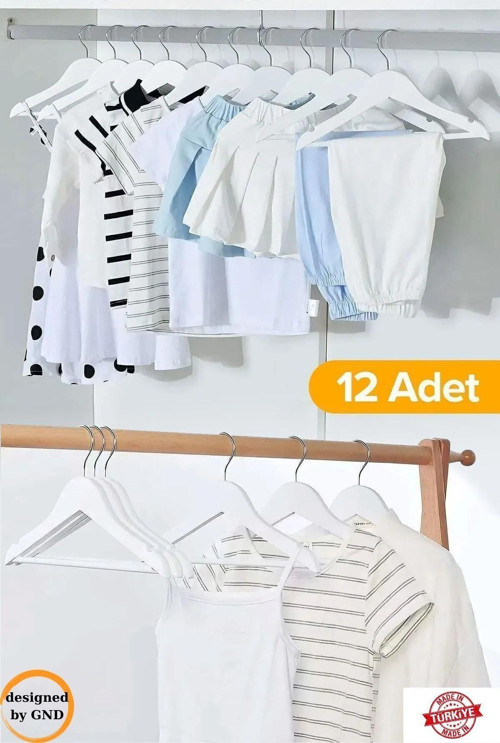 12 Adet Dolap Içi Düzenleyici Çocuk Elbise Askısı Bebek Askısı Kıyafet Ve Elbise Askısı Beyaz
