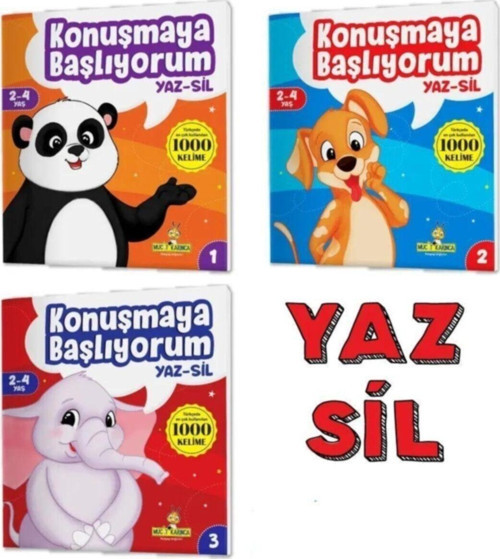 Yükselen Zeka Yayınları Mucit Karınca Konuşmaya Başlıyorum Serisi Yaz-Sil Kitaplar (Türkçede En Çok Kullanılan 1000 Kelime)