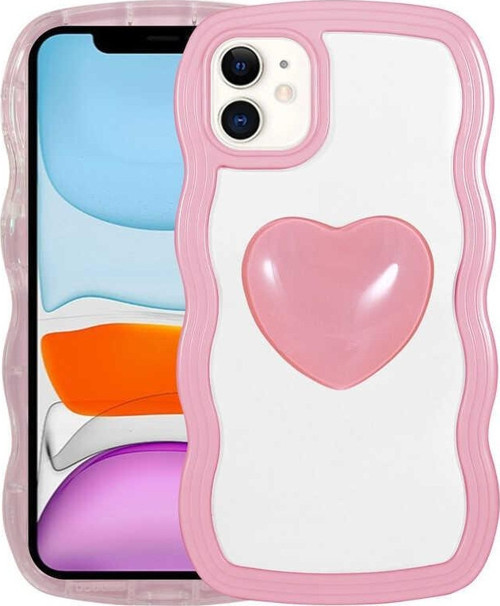 Apple iPhone 11 Kılıf Renkli Kalp Figürlü Ponçik Kapak