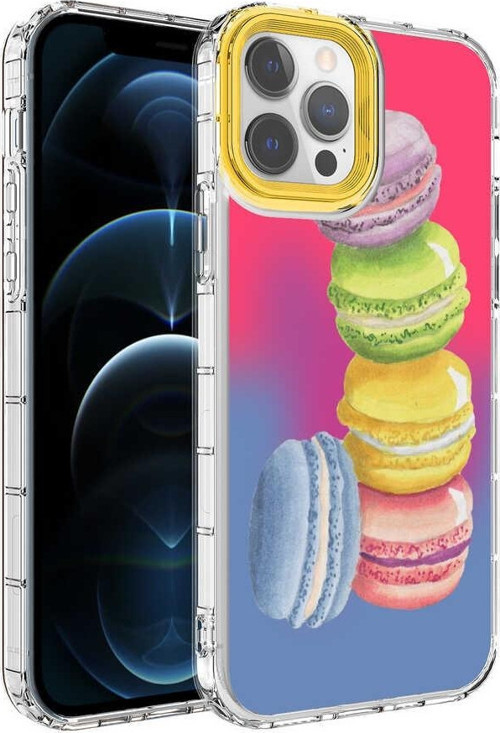 Apple iPhone 12 Pro Kılıf Kamera Korumalı Renkli Desenli Sert Silikon Korn Kapak