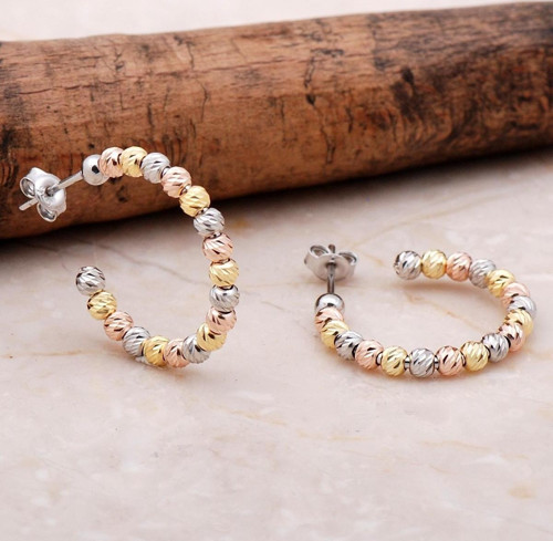 Dorica Rose Altın Yaldızlı Gümüş 21 Mm Halka Küpe 5027