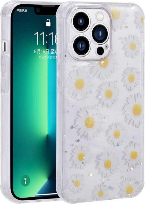 Apple iPhone 13 Pro Max Kılıf Simli Desenli Kamera Korumalı Parlak Popy Kapak