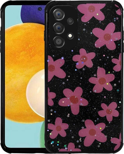 Samsung A52 Kılıf Simli Desenli Kamera Korumalı Parlak Popy Kapak