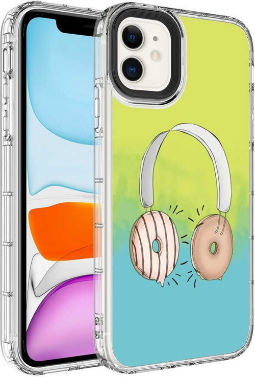 İphone 11 Kılıf Canlı Renk Desenleri Kamera Korumalı Korn Kapak